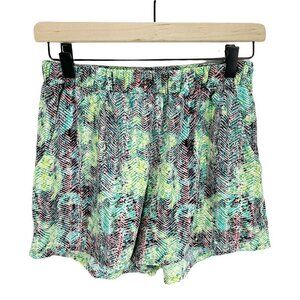 MOD On Trend Green Stripe Print Flowy Casual Shorts Sz M Elastic Pull‎ On Waist